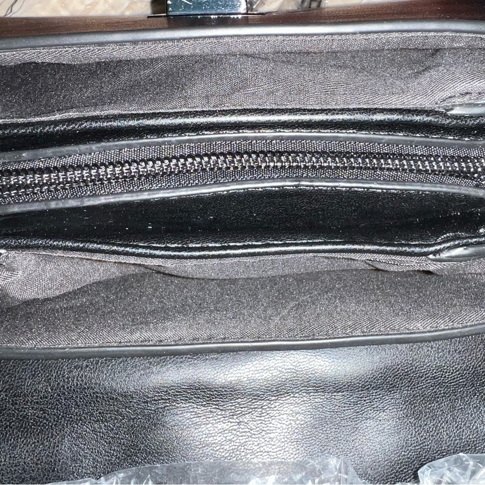 Black Quilted Crossbody Bag with Chain Strap - Picture 4 of 4